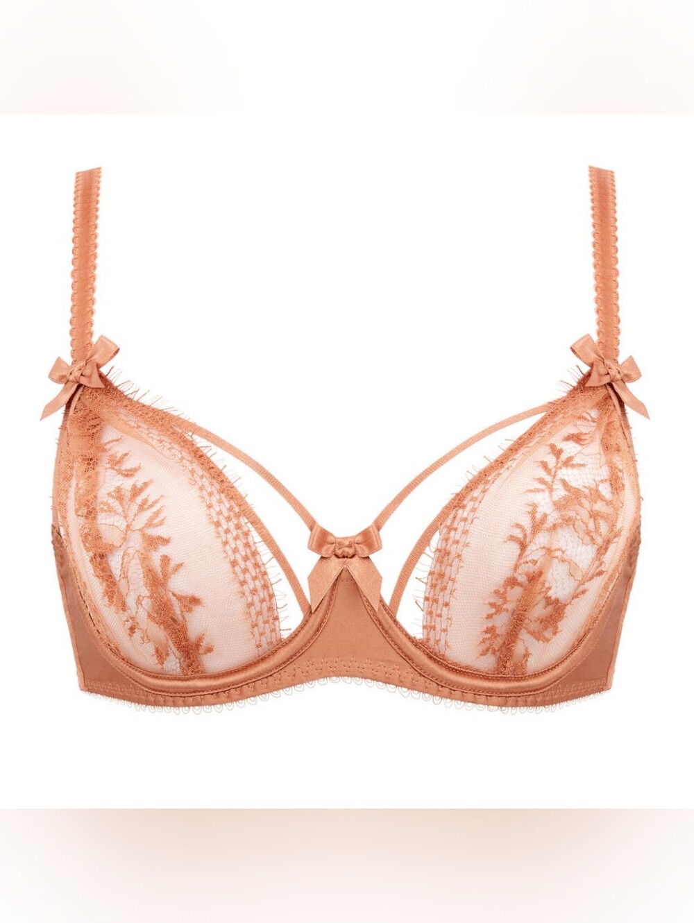 Sheer Lace Underwire Bra in Dusty Peach - Women Intimates